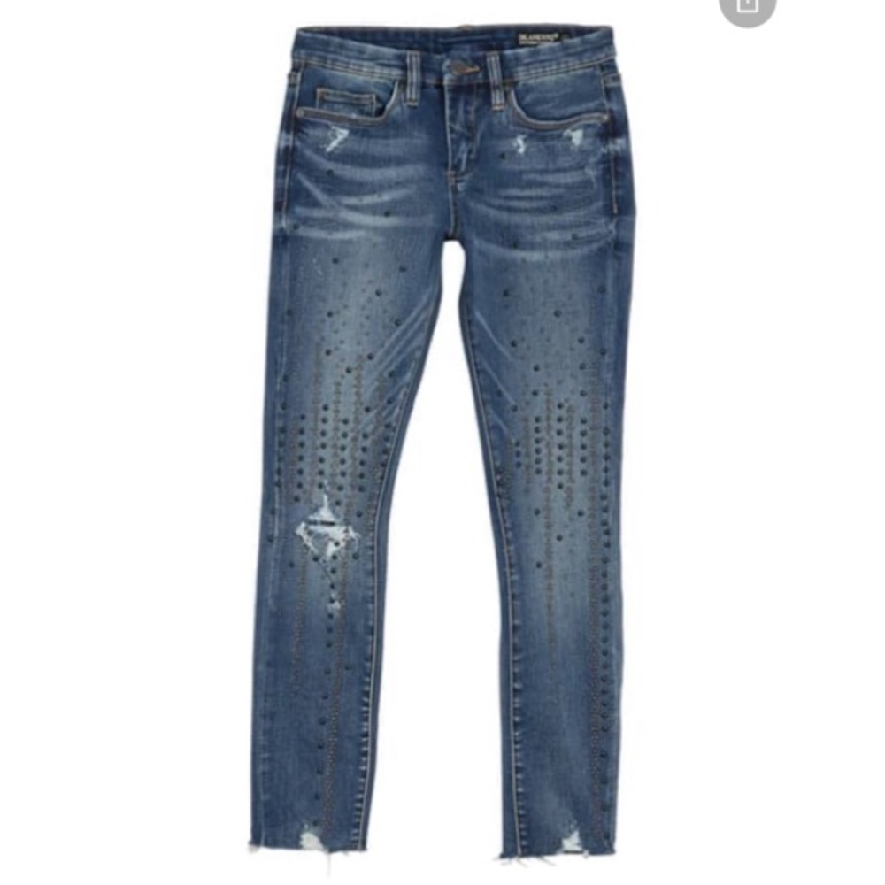 Blank NYC Blue Skinny Jeans with Distressed Details